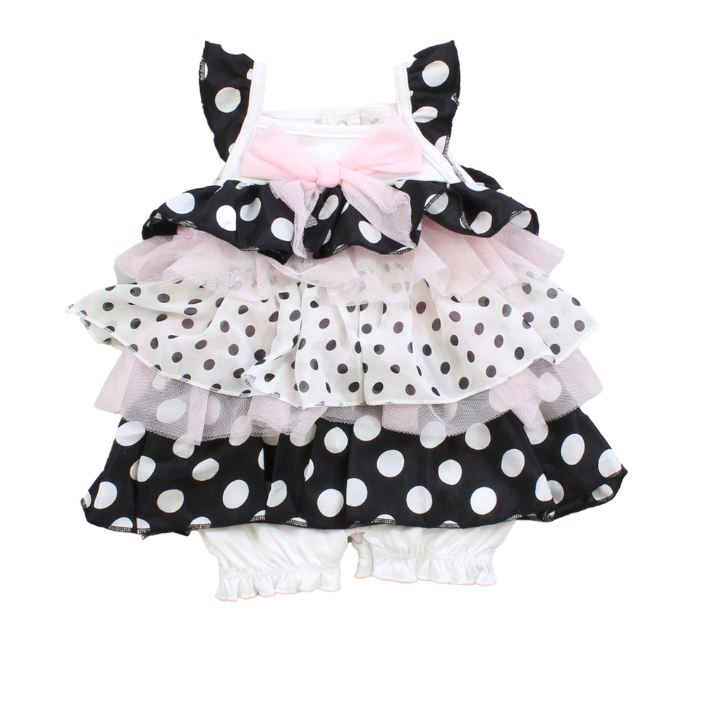 Babyrageous Girls Pink | White | Black | Polk Dots Romper size: 3 Months